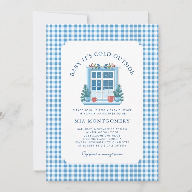Convite Bebê É Frio Fora do Chá de fraldas de inverno (Frente)