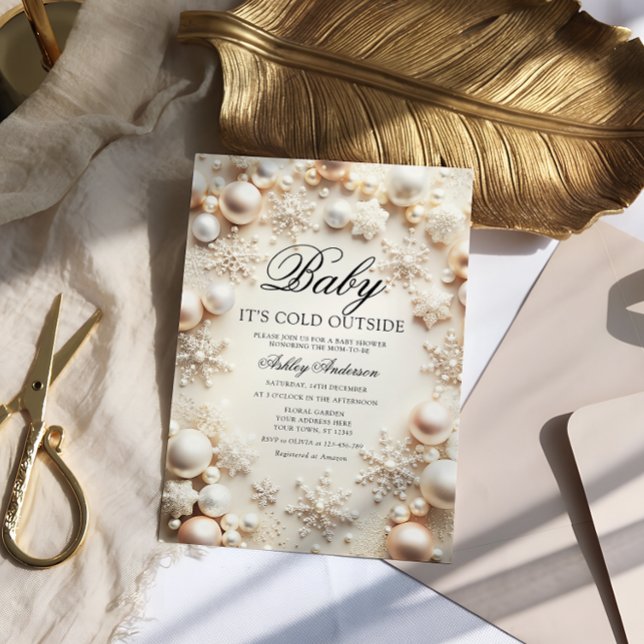 Convite Bebê É Frio Fora do Chá de fraldas de inverno (Criador carregado)