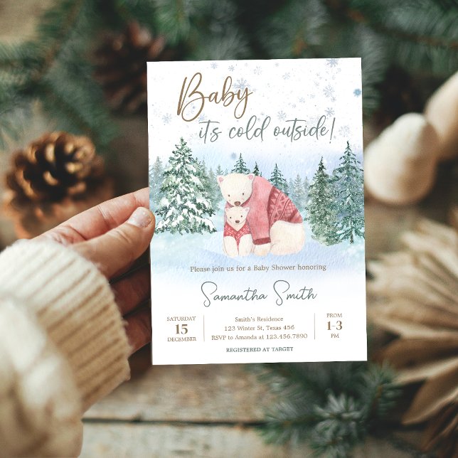 Convite Bebê É Frio Fora do Chá de fraldas de inverno (Winter Baby Shower Invitation)
