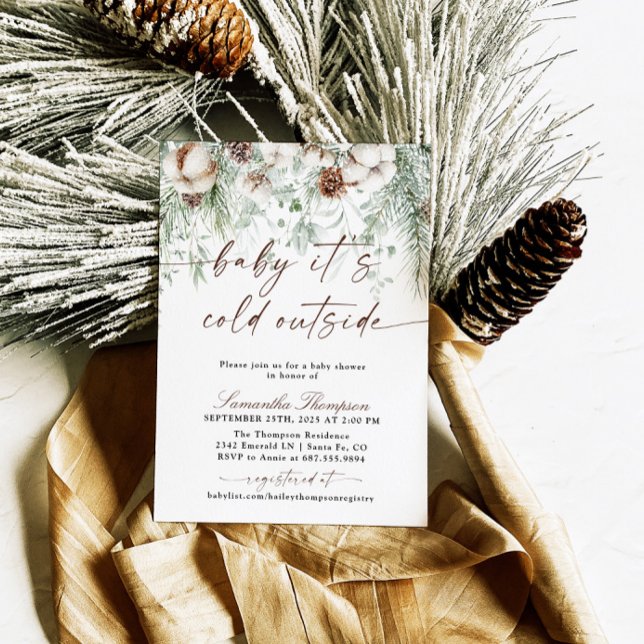 Convite Bebê É Frio Fora do Chá de fraldas de inverno (Criador carregado)