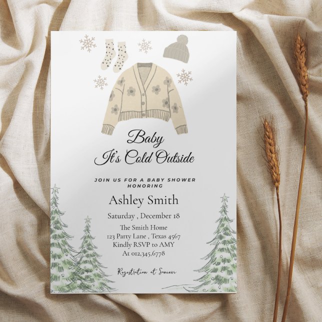 Convite Bebê É Frio Fora do chá de fraldas de inverno (Criador carregado)