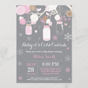 Convite Bebê é frio fora do Chá de fraldas de Mason Jar de