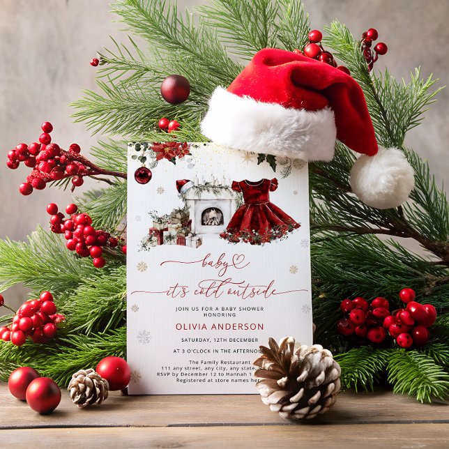 Convite Bebê é frio fora do Chá de fraldas de Natal (Criador carregado)