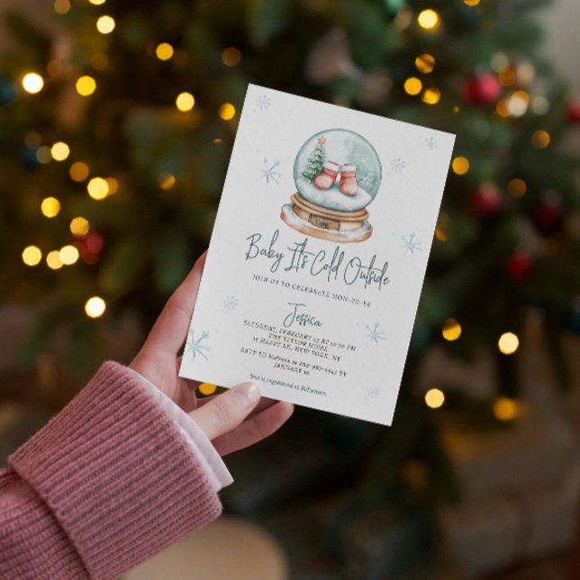 Convite Bebê É Frio Fora do Chá de fraldas do Globo de Nev (Criador carregado)