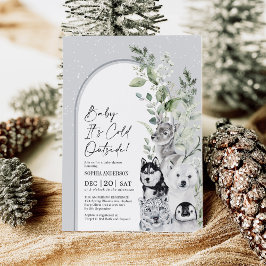 Convite Bebê É Frio Fora do Chá de fraldas dos Animais de 