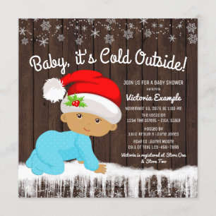 Convite Bebê é frio fora do Chá de fraldas étnico