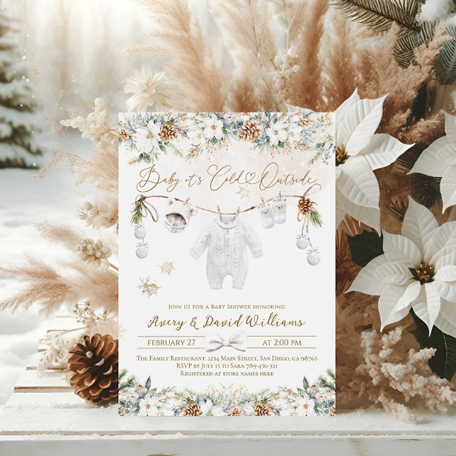 Convite Bebê É Frio Fora Do Chá de fraldas Mais Próximo (Criador carregado)