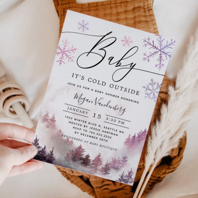 Convite Bebê É Frio Fora do Chá de fraldas Rosa (Criador carregado)