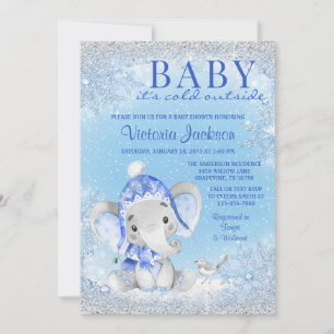 Convite Bebê Elefante Está Frio Lá Fora Chuveiro de Bebê