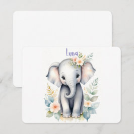 Convite Bebê Elefante Florido