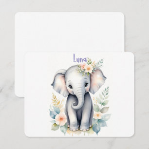 Convite Bebê Elefante Florido