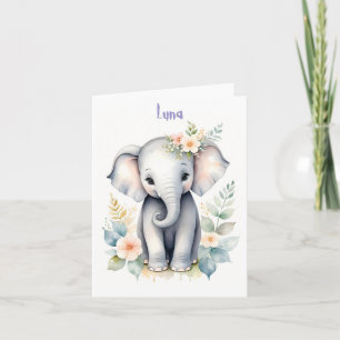 Convite Bebê Elefante Florido