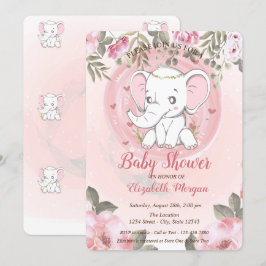 Convite Bebê Elefante Fofo, Chás de Bebê Florais