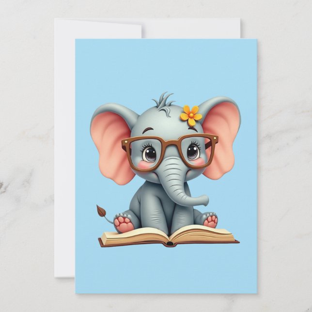 Convite Bebê Elefante Sábio (Frente)