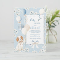 Bebê Elegante Floral Azul com Balões Cachorrinho