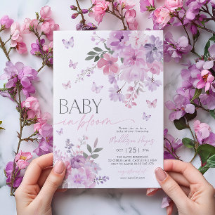 Convite Bebê em Blogosfera Chá de fraldas Floral Roxo
