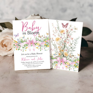 Convite Bebê em Blogue Arco Floral de Flor Selvagem