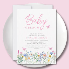 Convite Bebê em Blogue Borboletas de Flor Selvagem Chá de 