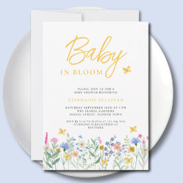 Convite Bebê em Blogue Borboletas de Flor Selvagem Chá de 