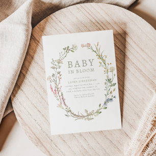 Convite Bebê em Blogue Primavera Wildflower Chá de fraldas