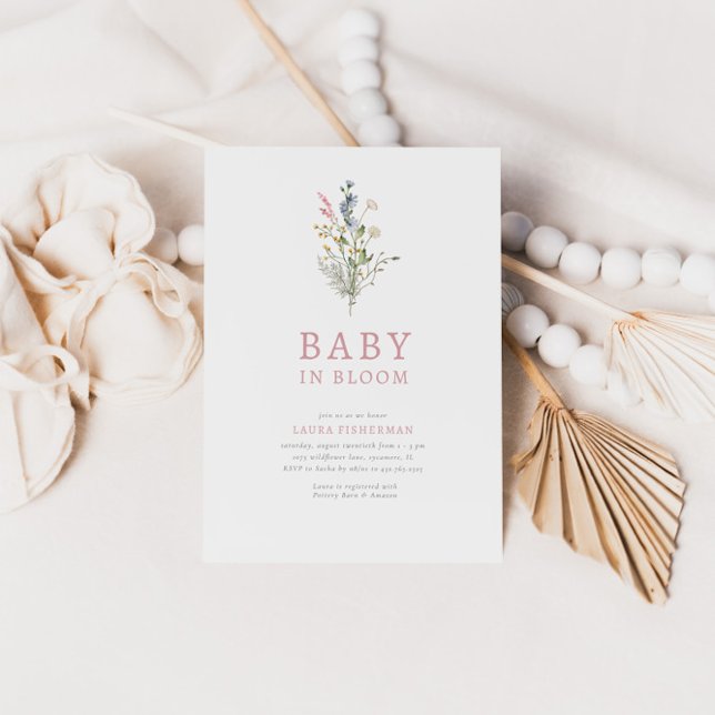 Convite Bebê em Blogue Primavera Wildflower Chá de fraldas (Criador carregado)