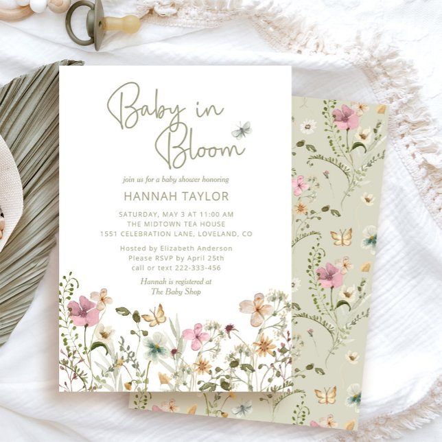 Convite Bebê em Bloom Boho Chá de fraldas de flor selvagem (Criador carregado)