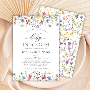 Convite Bebê em Bloom Boho Chá de fraldas de flor selvagem