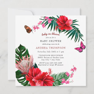 Convite Bebê em Bloom   Borboleta Chá de fraldas Floral