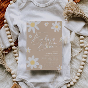 Convite Bebê em Bloom Chá de fraldas Daisy Beige