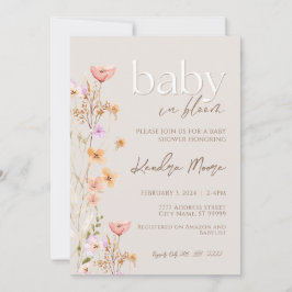 Convite Bebê Em Bloom, Chá de fraldas De Flor Selvagem