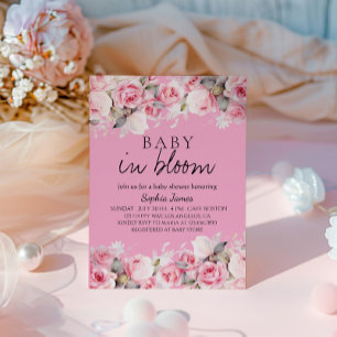 Convite Bebê em Bloom - Chá de fraldas Floral Elegante