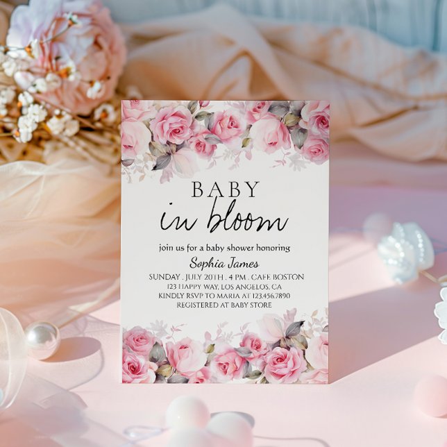 Convite Bebê em Bloom - Chá de fraldas Floral Elegante (Criador carregado)