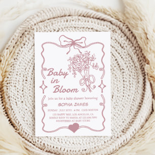 Convite Bebê em Bloom - Chá de fraldas Floral Elegante