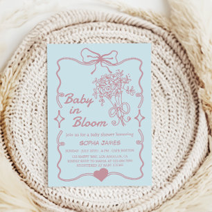 Convite Bebê em Bloom - Chá de fraldas Floral Elegante
