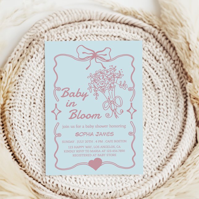 Convite Bebê em Bloom - Chá de fraldas Floral Elegante (Criador carregado)