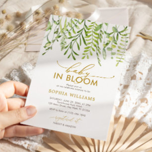 Convite Bebê em Bloom   Chá de fraldas verde