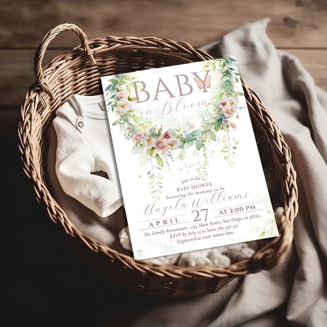 Convite Bebê em Bloom Flor Selvagem Chá de Bebê (Criador carregado)