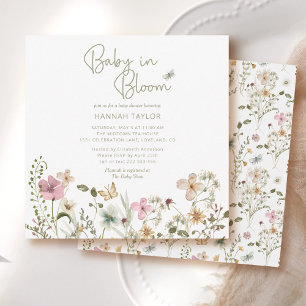 Convite Bebê em Bloom Floral Chá de fraldas