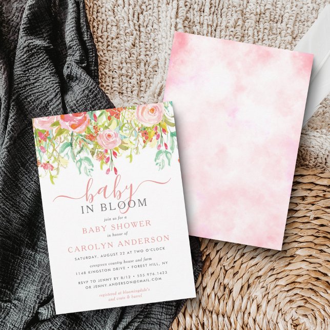 Convite Bebê Em Bloom Floral Chá de fraldas (Criador carregado)