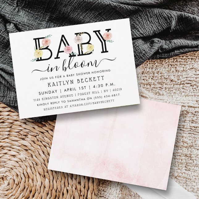 Convite Bebê Em Bloom Floral Chá de fraldas (Criador carregado)