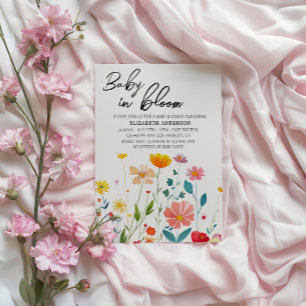 Convite Bebê em Bloom Floral Chá de fraldas - Flores elega