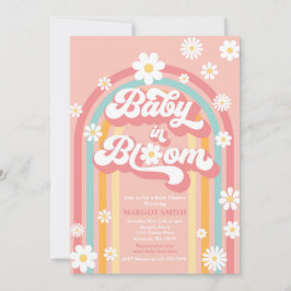 Convite Bebê Em Bloom Groovy Daisy Chá de fraldas Arco-Íri