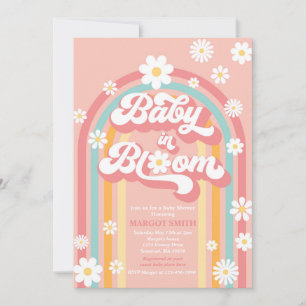 Convite Bebê Em Bloom Groovy Daisy Chá de fraldas Arco-Íri