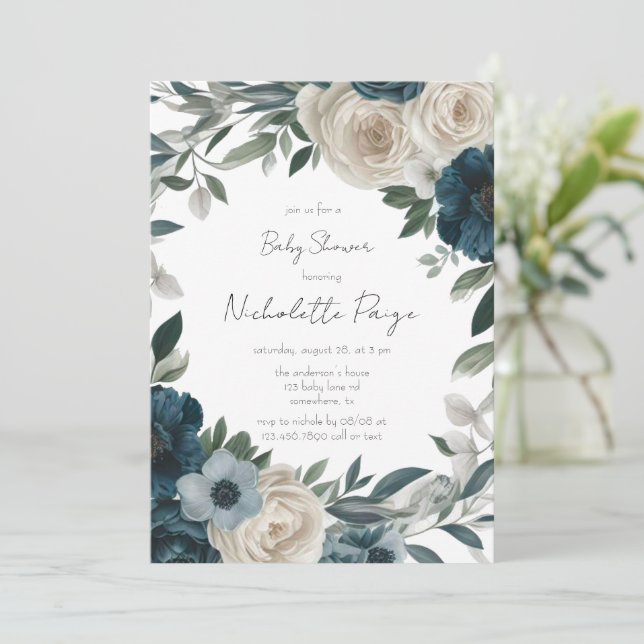 Convite Bebê em Bloom: Um Chá de fraldas inspirado no Jard (Em pé/Frente)
