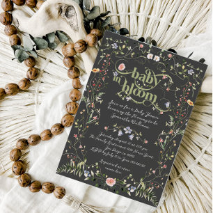 Convite Bebê em Bloom Wildflower Modern Darn Chá de fralda