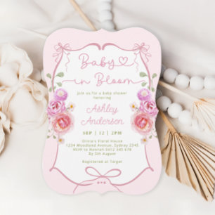 Convite Bebê em Bloomia Arco Rosa Floral