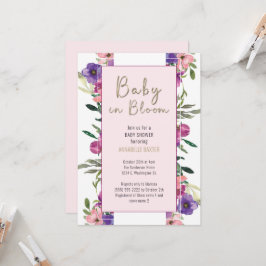 Convite Bebê em Bloush Blush Floral Watercolor Chá de fral