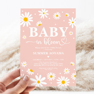 Convite Bebê Em Bloush Boho Daisy Floral Chá