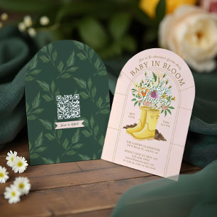 Convite Bebê em botas sangrentas Chá de fraldas Floral