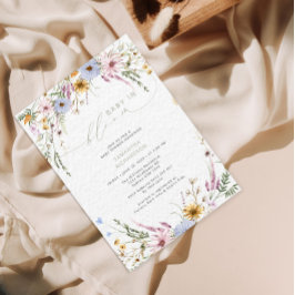 Convite Bebê em Chá de fraldas de flor selvagem